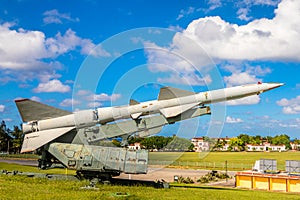 Rusty Soviet missile from 1962 Carribean crisis spointed to the blue sky, Havana, Cuba