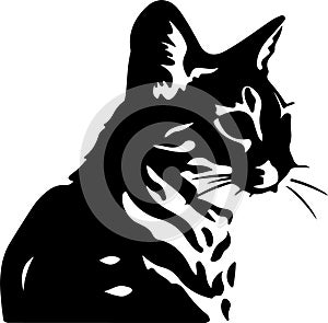 Rusty-spotted Cat Black Silhouette Generative Ai