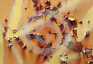 Rusty stained old metal plate background