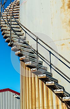 A rusty stair in the old harbor of Nuuk, Greenland