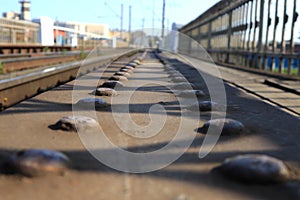 Rusty steel beam with rivets