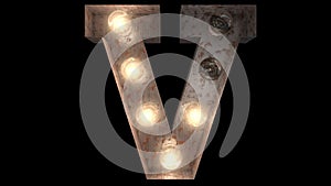 Rusty steel Burlesque Light Bulb text V