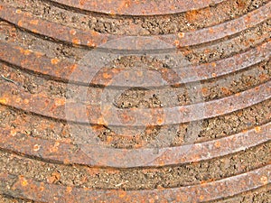 Rusty steel manhole cover