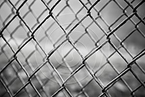 Rusty steel mesh fence
