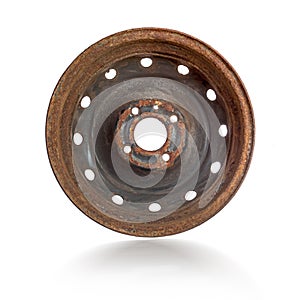 Rusty steel rim isolated