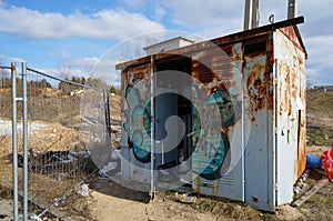 Rusty steel transformer box