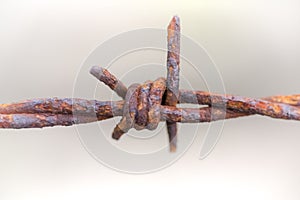 Rusty wire isolated on bright background