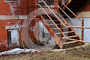 Rusty steps of abandoned building