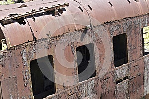 Rusty structure of old train wagon