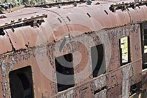 Rusty structure of old train wagon