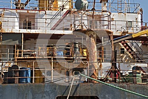 Rusty superstructure of a ship photo