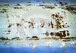 Rusty surface on aged blue matal