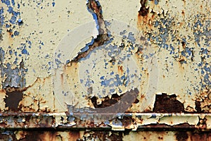 Rusty surface background. Corroded metal background. Rusted blue painted metal wall