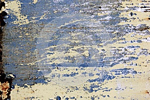 Rusty surface background. Corroded metal background. Rusted blue painted metal wall