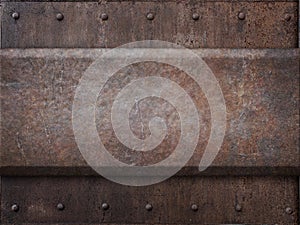 Rusty tank armor metal texture with rivets as