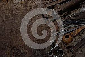 Rusty tools on rusty metal