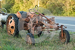 Rusty Tractor Oxidizing on the Roadside