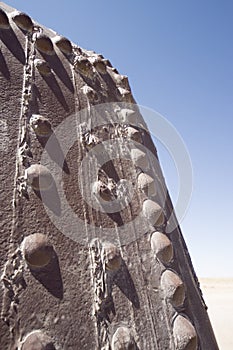 Rusty train part, train cemetery in Uyuni, Bolivia