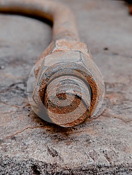 Rusty u bolt nut photographed macro