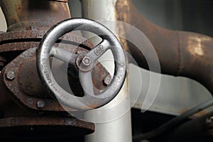Rusty valve in a steel factory