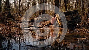 Rusty Van Abandoned In Swamp: A New American Documentary Photography