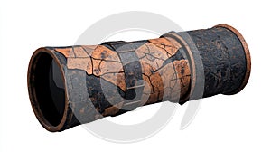 Rusty vintage telescope isolated on a white background