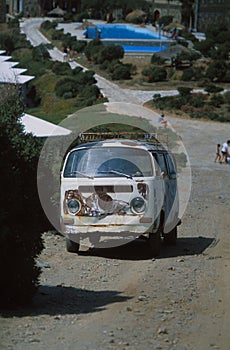 Rusty VW Bulli on Kea island, Greece 1979