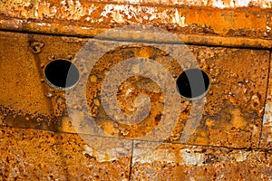 Rusty wall of an abandoned ship