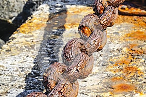 Rusty weathered iron chain at Golden Gate Bridge San Francisco - SAN FRANCISCO - CALIFORNIA - APRIL 18, 2017