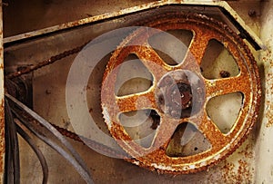 rusty wheel, Avlida, Greece
