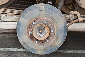 Rusty wheel hub car