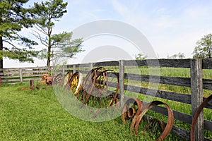Rusty Wheel, Rustic Fence photo
