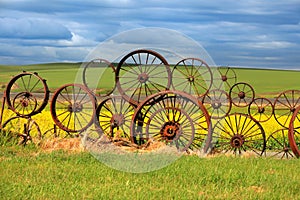 Rusty wheels fence