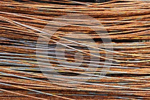 Rusty wire. Texture of old metal coil