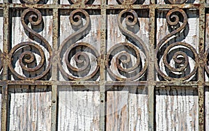 Rusty Wrought Iron Fence Detail