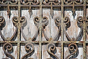 Rusty Wrought Iron Fence Detail