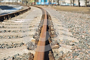 Rusty yellow old rails