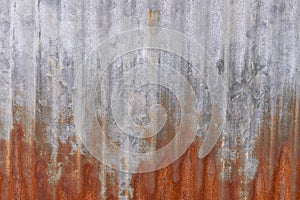 The rusty Zinc galvanised iron as a wall and fence. Background.