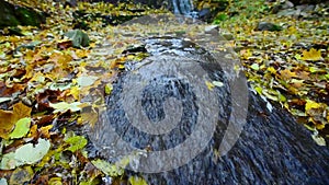 Rusyliv Falls, waterfalls cascade on a small stream tributary of Stripa natural monument of local importance.Southeast