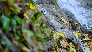 Rusyliv Falls, waterfalls cascade on a small stream tributary of Stripa natural monument of local importance.Southeast