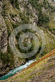 Ruta del Cares trail nature landscape in Picos de Europa national park, Spain photo