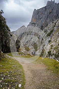 Ruta del Cares trail nature landscape in Picos de Europa national park, Spain photo