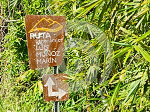 Ruta panoramica road sign in Puerto Rico. USA. this road is little used by tourists but allows to leave the tourist circuit and photo