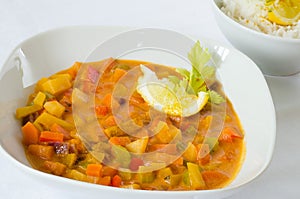 Rutabaga (swede) curry with coconut rice