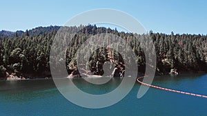 Ruth Lake in California, view over the lake and forest from above. Drone picture. Nature in North America.