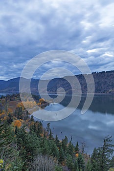 Ruthton Point during Evening Blue Hour in Hood River OR USA fall season