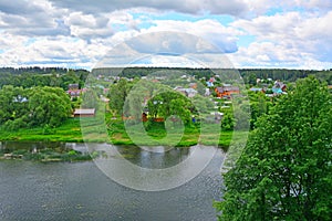 Ruza river and river's coast in Ruza city, Moscow region, Russia