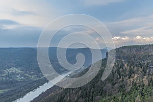 Ruzova view point on rock over valley of river Labe