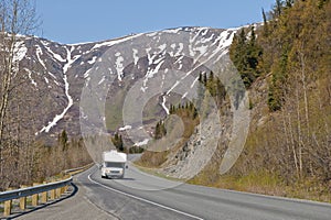 RV on Alaskan road photo