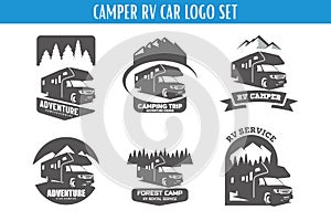 RV Camper Adventure Logo Designs Template Set